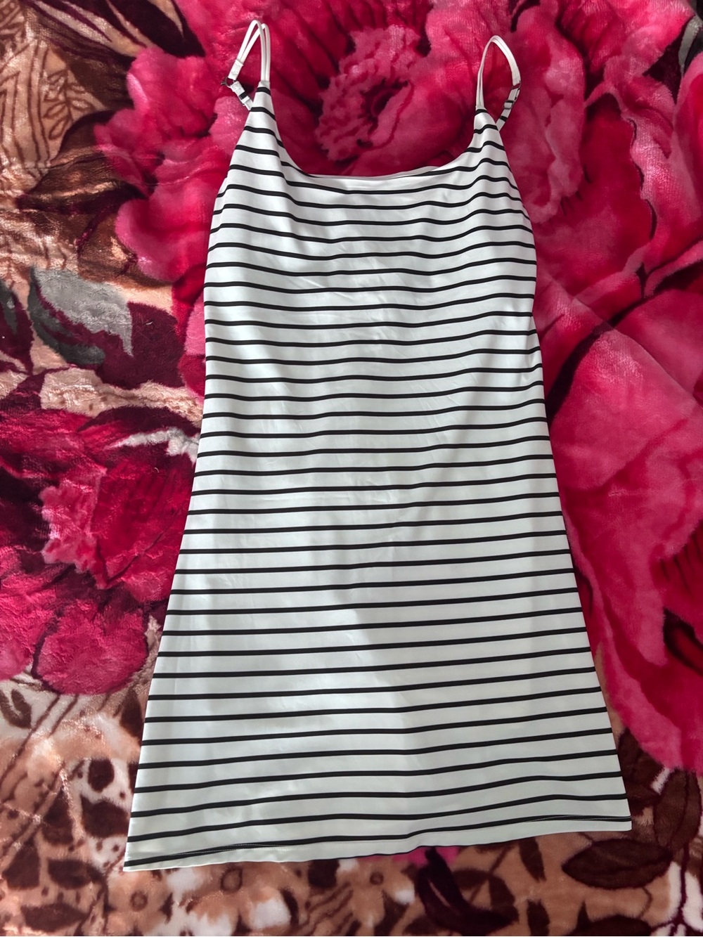 Abercrombie & Fitch White and Black Striped Slip Mini Dress